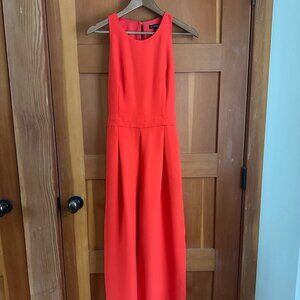 BANANA REPUBLIC | CREW NECK TIE WAIST WIDE LEG RED JUMPSUIT